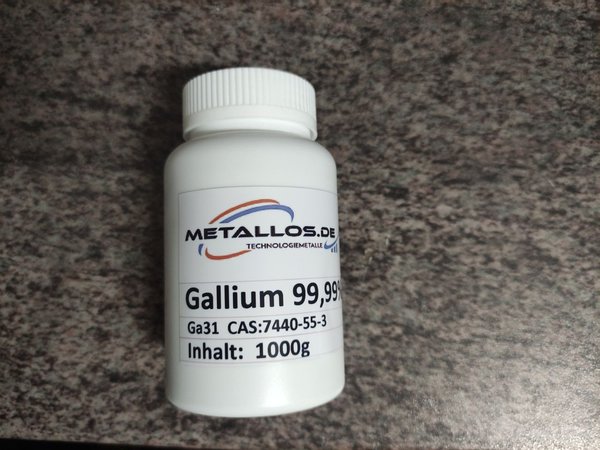 1kg Gallium 99,99%, 1000g Ga 31 Flüssigmetall - Technologiemetall und Wertanlage