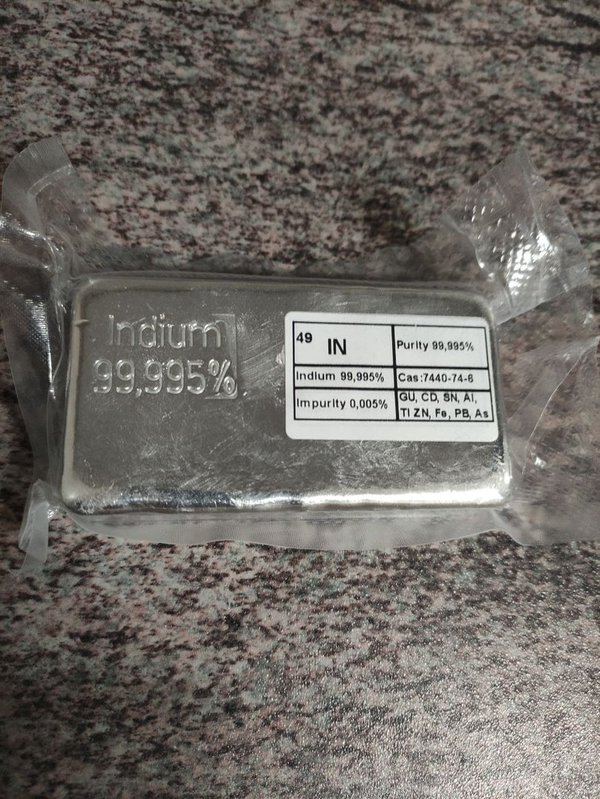 Indium 1kg Barren breit, hochreines Indium 99,995% Reinheit, Technologiemetall und Wertanlage