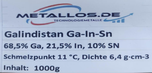 Galindistan (Galinstan Markenname), Eutektikum aus 68,5% Ga - 21,5% In -10% Sn, Bioquecksilber